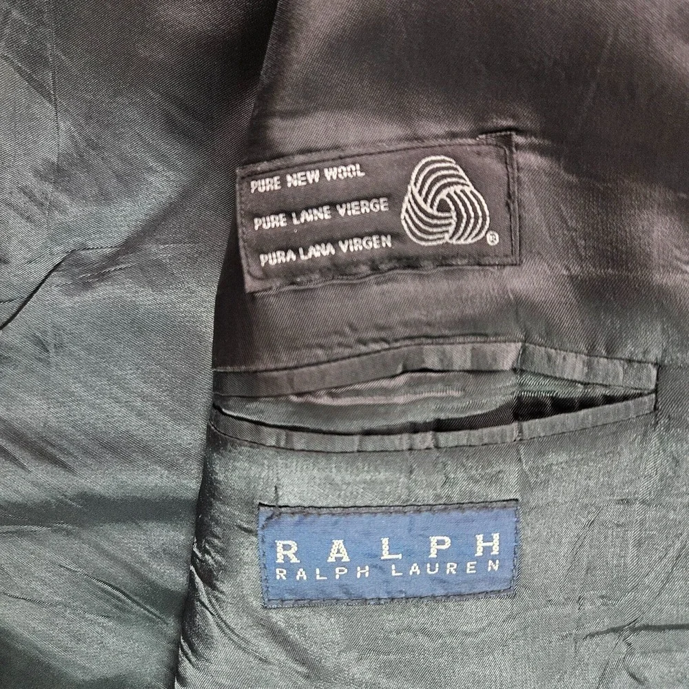 Ralph Lauren Suit Blazer Sport Coat Men 44L 100% Wool Textured‎ Gray